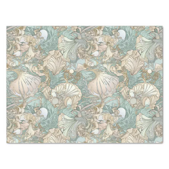 Art Nouveau Style Seashells Repeating Pattern