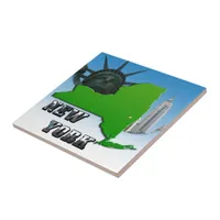 New York Map, Statue of Liberty, Monument Tile