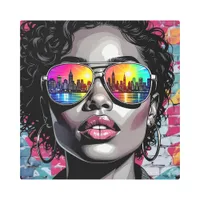 Cool Comic Woman in City with Sunglasses Metal Print