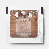 Rustic Floral Mason Jar String Lights Wedding Hand Sanitizer Packet