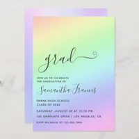 Pastel Rainbow Ombre Graduation Party Invitation