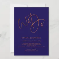 Burnt Orange and Navy Script We Do QR Code Wedding Invitation