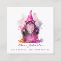 Watercolor Gnome Wizard Square Business Card