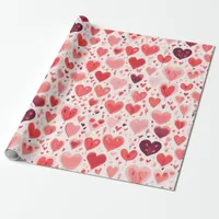 Valentine's Day Red and Pink Hearts Wrapping Paper