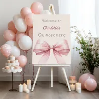 Pink bow cream beige Quinceanera welcome Foam Board