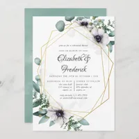 Eucalyptus Anemone Geometric Rehearsal Dinner Invitation