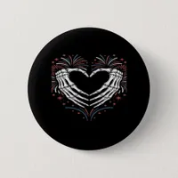 Skeleton Hand Heart 4th Of Usa Patriotic American Button