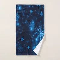 Deep Blue with Bright Snowflakes Hand Towel