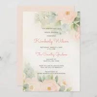 Vintage Romantic Blush Floral Bridal Shower Invitation