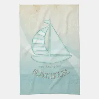 Beach House Nautical Sailboat Aqua Blue ID623 Kitchen Towel