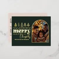 Forest Noir & Champagne Blush Christmas Photo Foil Holiday Postcard