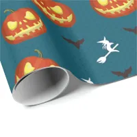 Halloween Pumpkins Witches Cute Bats Wrapping Paper