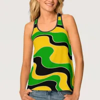 Jamaican Flag Colored Abstract Patterned Tank Top