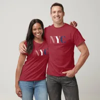 New York City Stars And Stripes, NYC Maroon Unisex T-Shirt