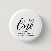 Modern Minimal Boho 1st Birthday Button