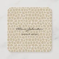 Abstract Neutral Animal Print Makeup Artist Square Business Card