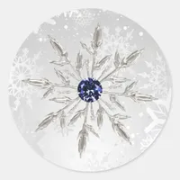 silver navy snowflakes winter wedding stickers