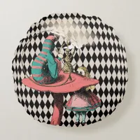 Alice and the Smoking Caterpillar Round Pillow