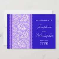 Purple Blue Paisley Wedding Invitation