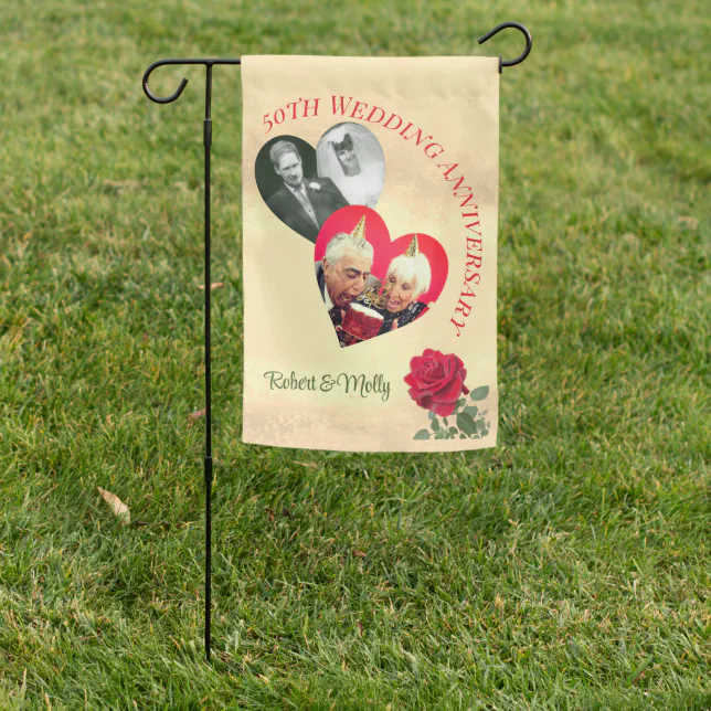 Red Rose custom Anniversary  Garden Flag