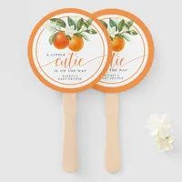 Orange Citrus Little Cutie On The Way Baby Shower  Hand Fan