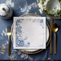 Chinoiserie Floral Border Wedding ID1094 Paper Dinner Napkins