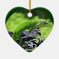 Green Hawaiian Gecko Rider Ornament