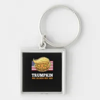 Trumpkin Halloween Pumpkin With Flag Scary Design  Keychain