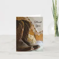 Cowboy Boots Lace Western Wedding Thank You Card