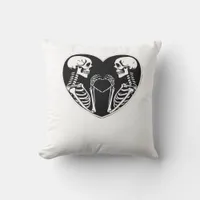 Skeleton Heart Hands Sign Halloween Costume Retro  Throw Pillow