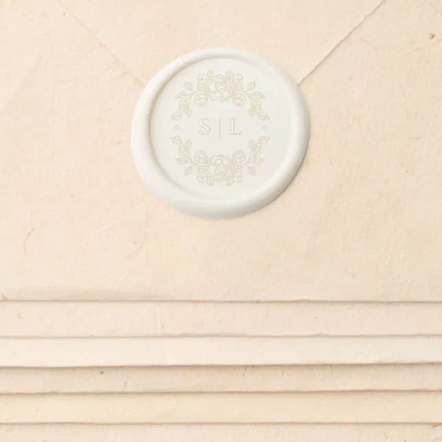 Minimalist Elegant Outline Floral Wedding Wax Seal Sticker