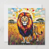 Vibrant Colorful Lion Mosaic Blank 