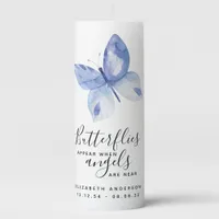 Butterflies Remembrance Memorial Tribute Pillar Candle