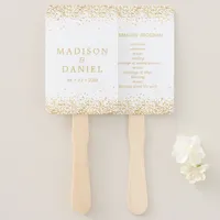 Gold Glitter Confetti Wedding Ceremony Program Hand Fan