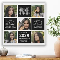 Modern Graduate 5 Photo Collage Graduation Faux Canvas Print