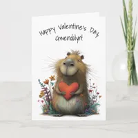 Whimsical Capybara Happy Valentine's Day Card