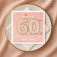 Pearl Gold and Soft Pink Elegant 60th Birthday Napkins