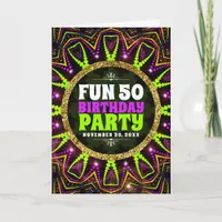 Fun 50th Birthday | Groovy Energy Rave Party Invitation