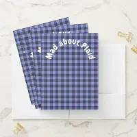 Buffalo Plaid Blue & Black Monogram Simple | Pocket Folder