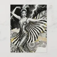 A Showgirl Dances in Lightening Postcard