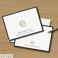 Simple Elegant Gold Compass Logo  Note Card