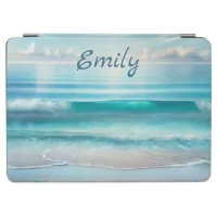 Pretty Blue Ocean Waves and Sea Glass Personalized iPad Air Cover