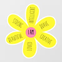 "I Am" Inspirational Daisy Window Cling