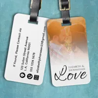 Modern Newlyweds Simple Photo & Love Script Names  Luggage Tag