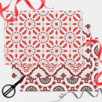 Red Grey Black & White Modern Ethnic Geometric Wrapping Paper Sheets
