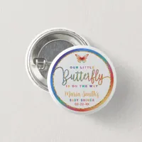 Rainbow Butterfly Baby Shower Button