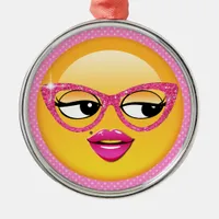 Emoji Flirty Girl ID227 Metal Ornament