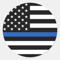 Thin Blue Line American Flag Classic Round Sticker