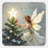 Joyeux Noël | Pretty Fairy Christmas Square Sticker