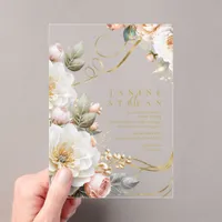 Floral Drama Wedding Transparent ID1022 Acrylic Invitations